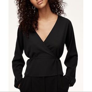 Aritzia Tie Waist Crossover Wrap Blouse